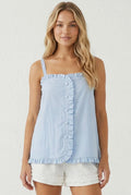 Ruffle Detail Button Tank