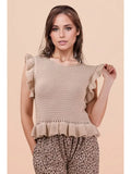 Ruffled Sweater Knit Top