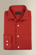 Rust Cutaway Collar Standard Fit Single Cuff Linen Shirt