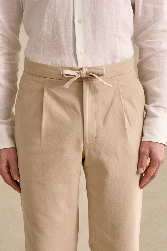 Sand Cotton Drawstring Trousers