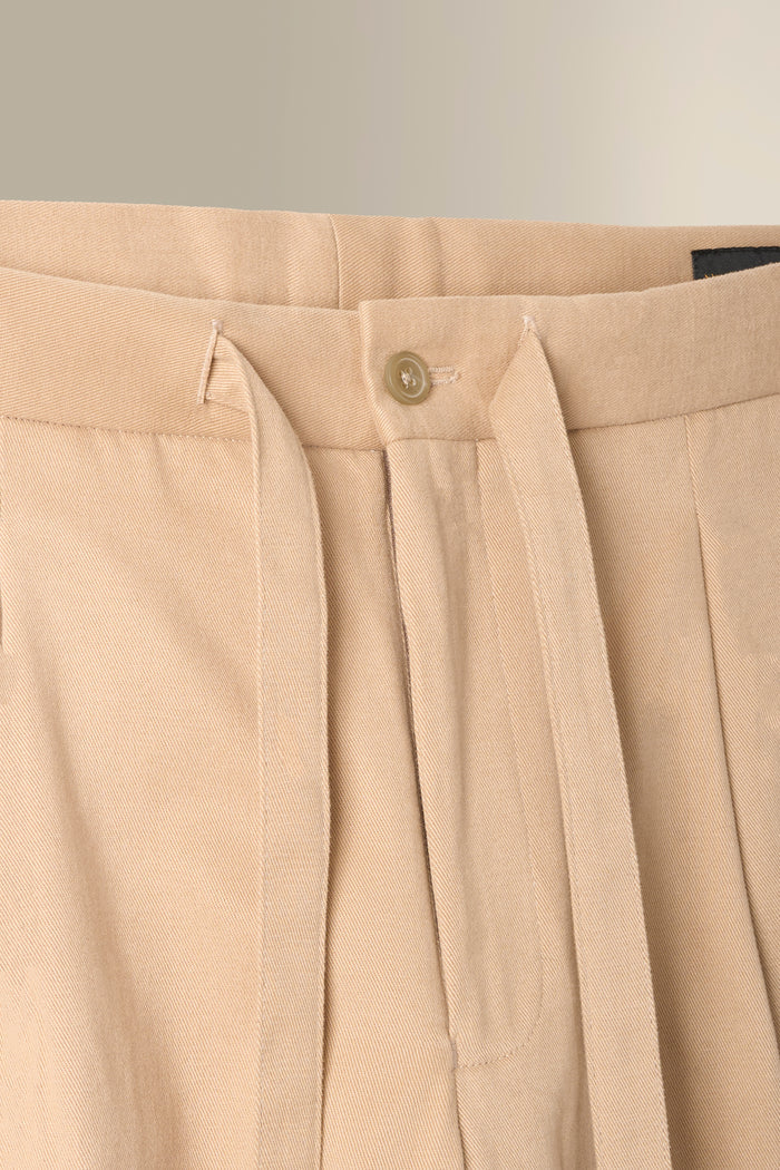 Sand Cotton Drawstring Trousers