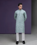 Sea foam Grey floral embroidered kurta pyjama set