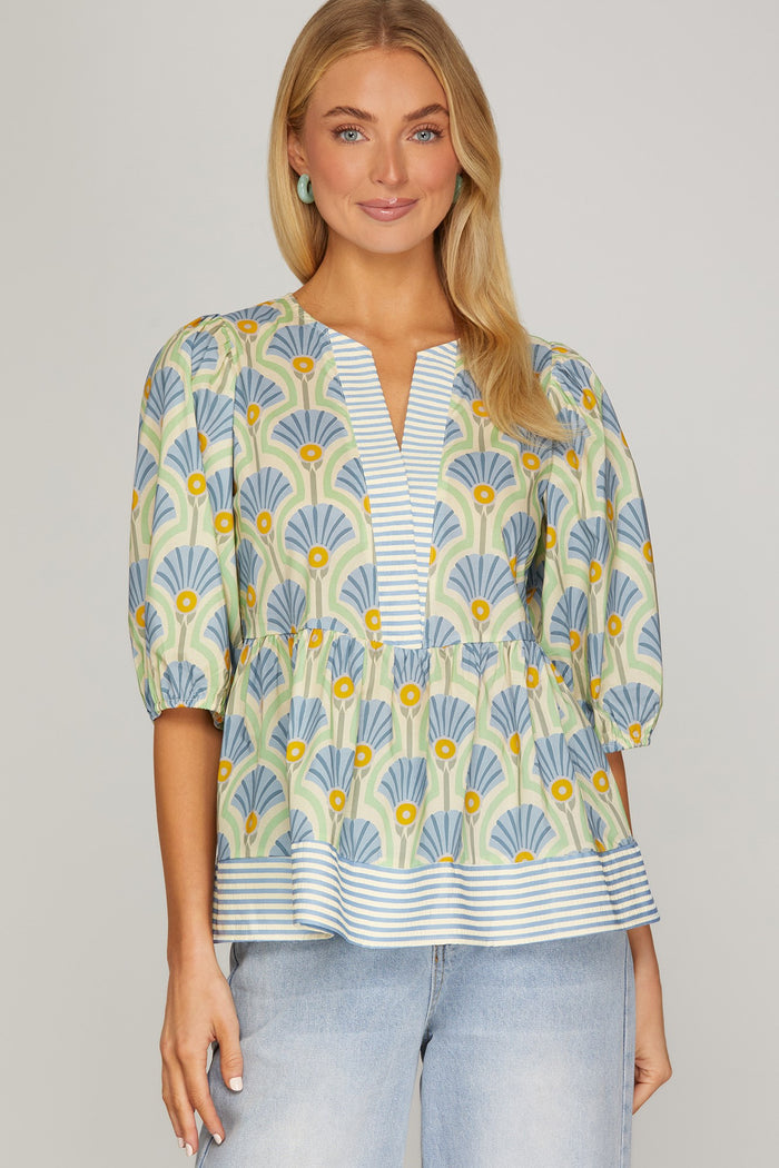 Shell & Stripe Contrast Blouse