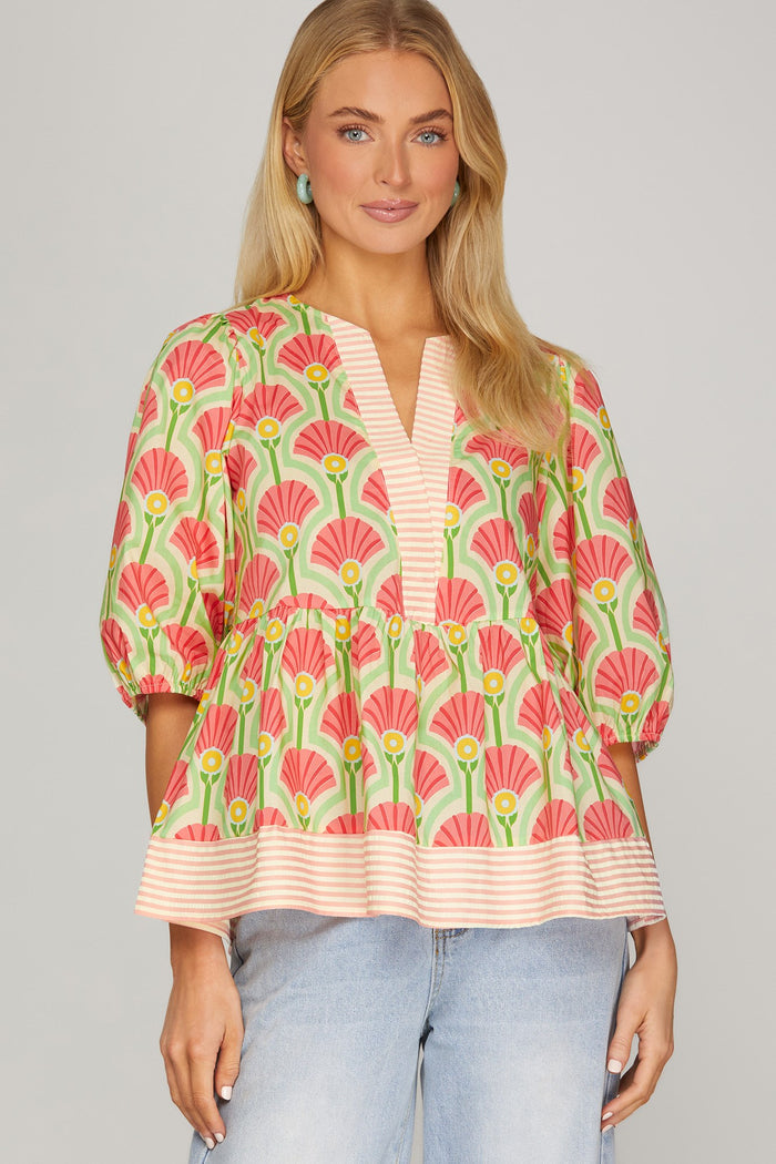 Shell & Stripe Contrast Blouse