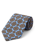 Sky Floral Medallion Print Silk Tie
