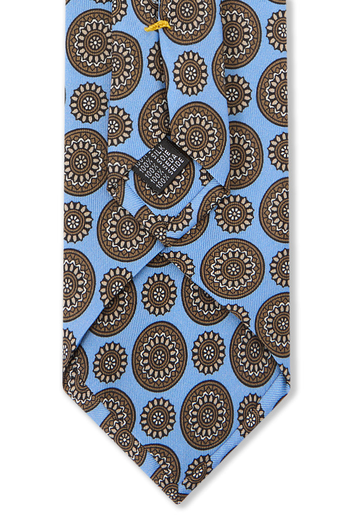 Sky Floral Medallion Print Silk Tie