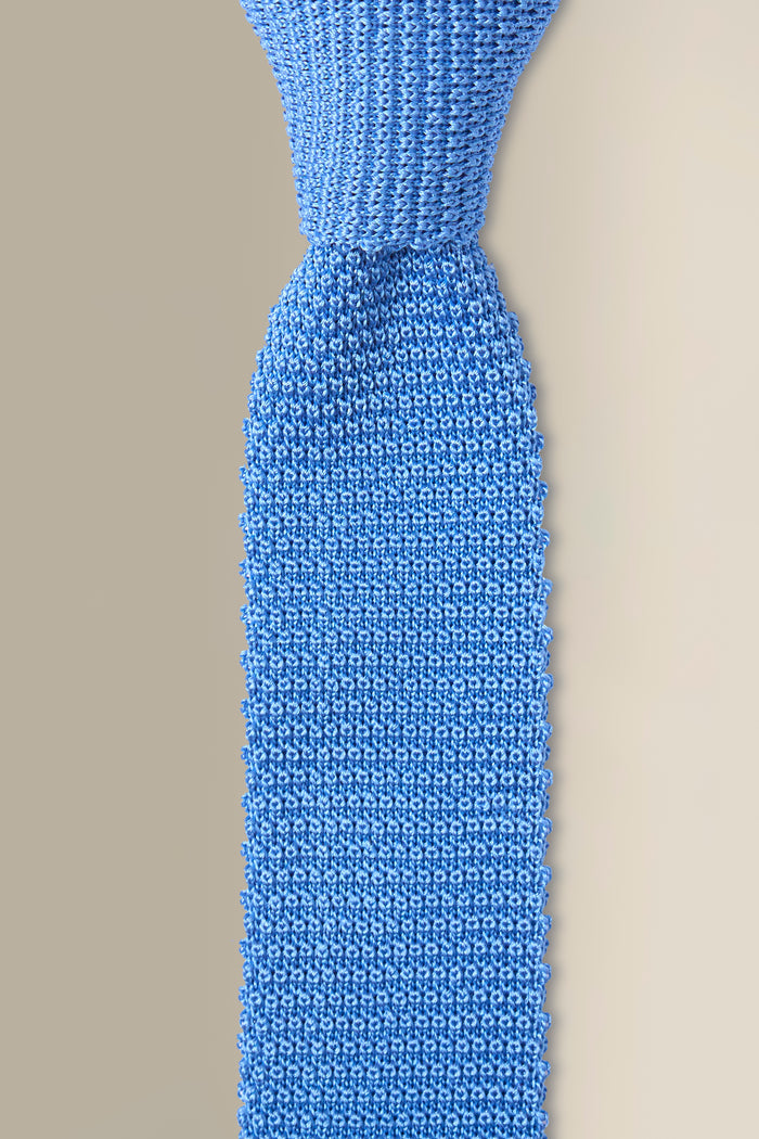 Sky Knitted Silk Tie