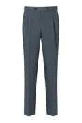 Slate Blue Single Pleat Linen Trousers