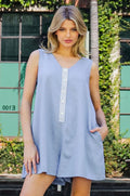 Sleeveless Button Denim Romper