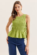 Smocked Bodice Sleeveless Top
