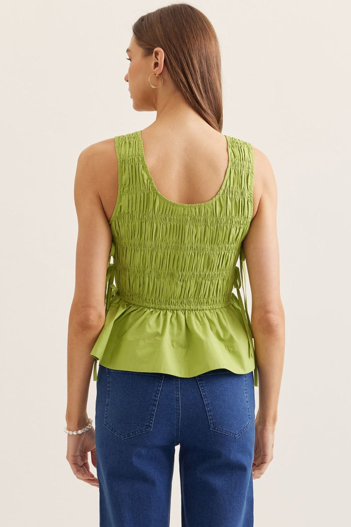 Smocked Bodice Sleeveless Top