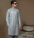 Sooch'2026 - Ash Grey Sequined Chikankari Kurta & Pyjama