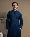 Sooch'2026 - Midnight Blue Chikankari Cotton Silk Kurta & Pyjama