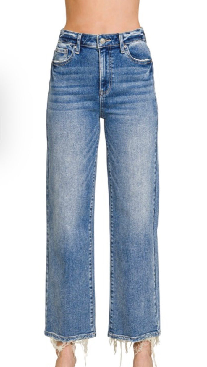 Straight Raw Hem Pants