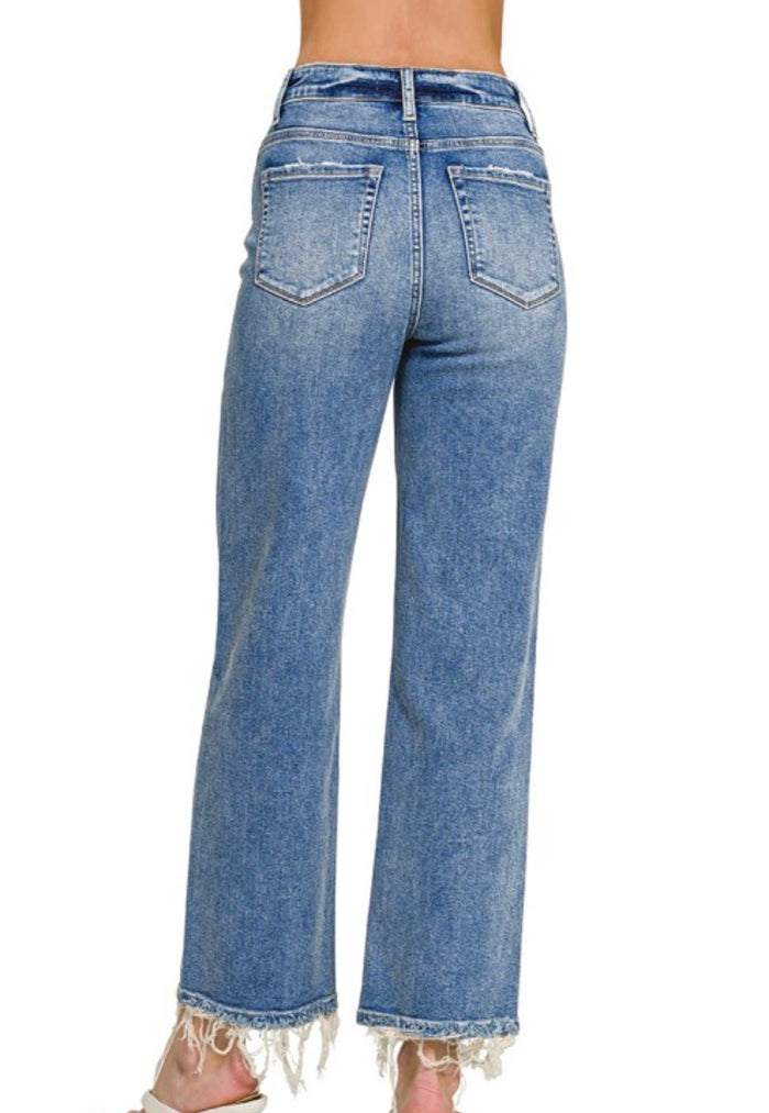Straight Raw Hem Pants