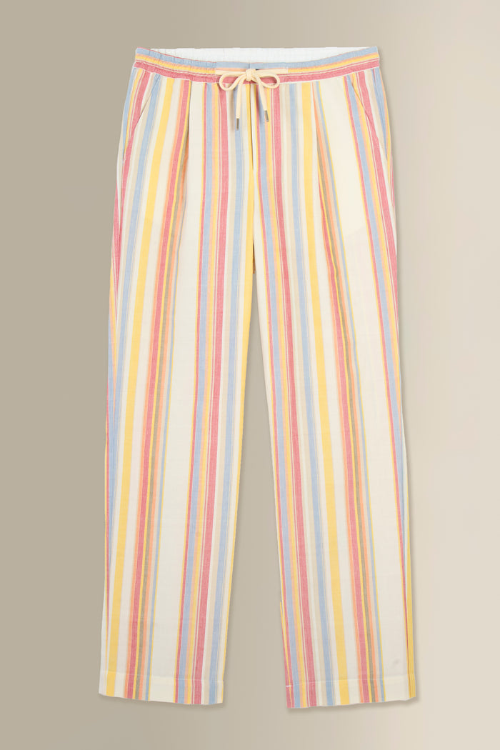 Stripe Drawstring Madras Trousers