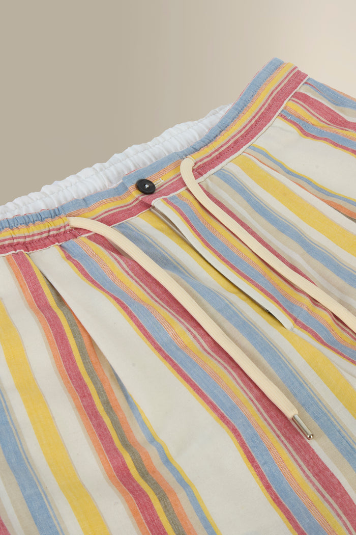 Stripe Drawstring Madras Trousers