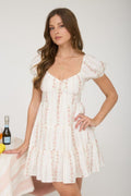 STRIPE FLORAL PUFF SLEEVE
TIERED MINI DRESS