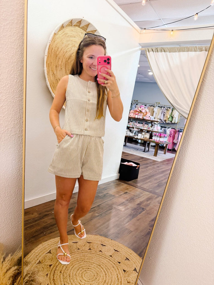Stripe Sleeveless Set