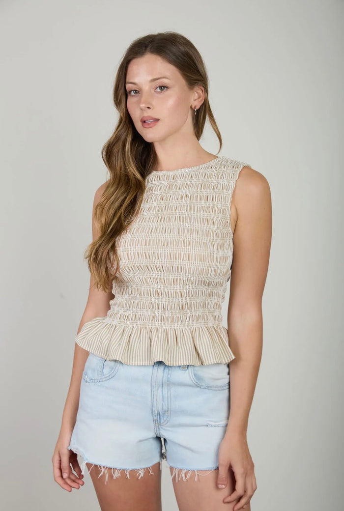 Stripe Smocked Blouse