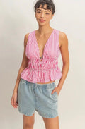Striped Cinch Waist Tank