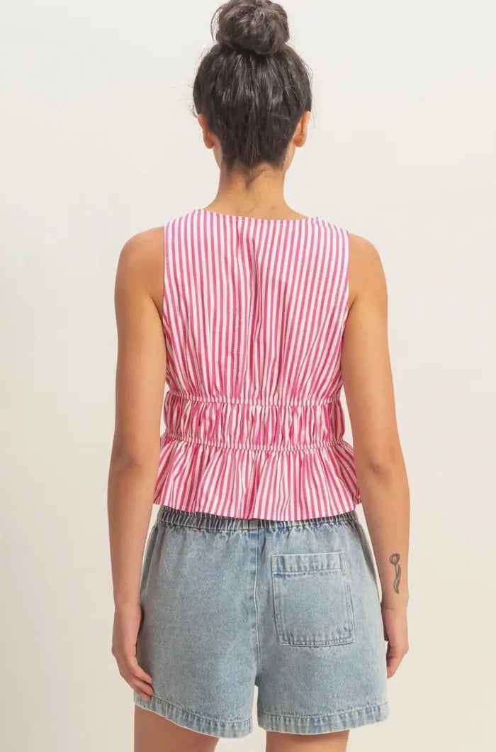 Striped Cinch Waist Tank