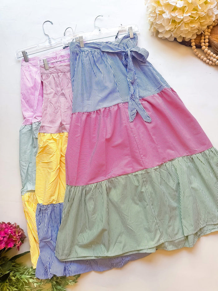 Sunny Stripes Tiered Skirt