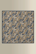 Tan & Blue Double Sided Silk Pocket Square