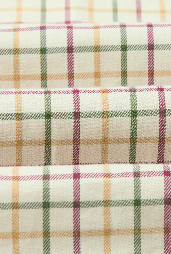 Tan & Olive Tattersall Check Cutaway Collar Standard Fit Shirt