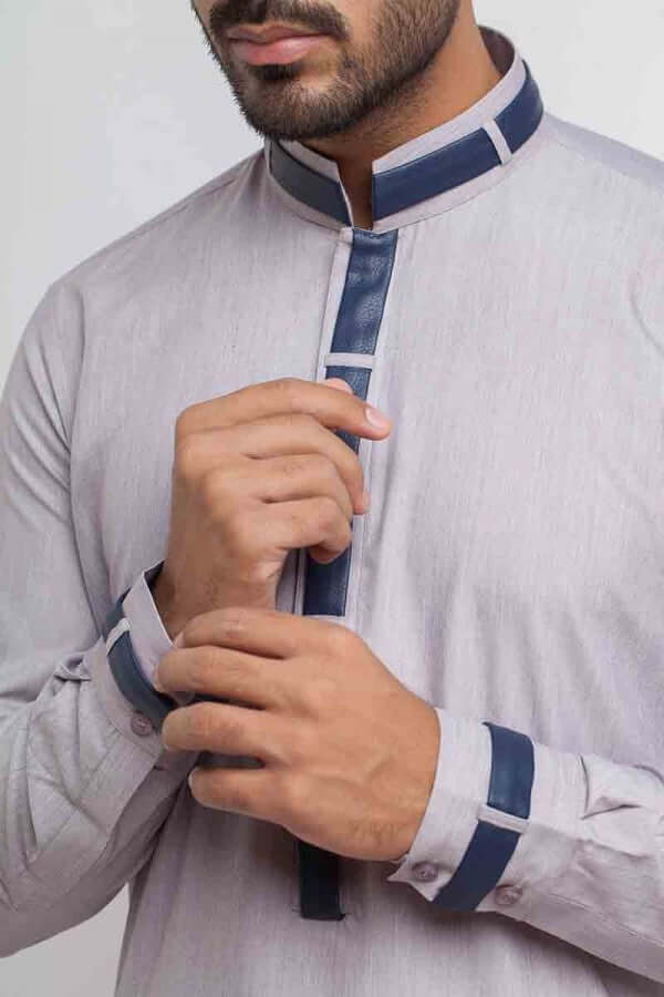 Taupe Grey Shalwar Kameez Elegant Traditional Men's Attire