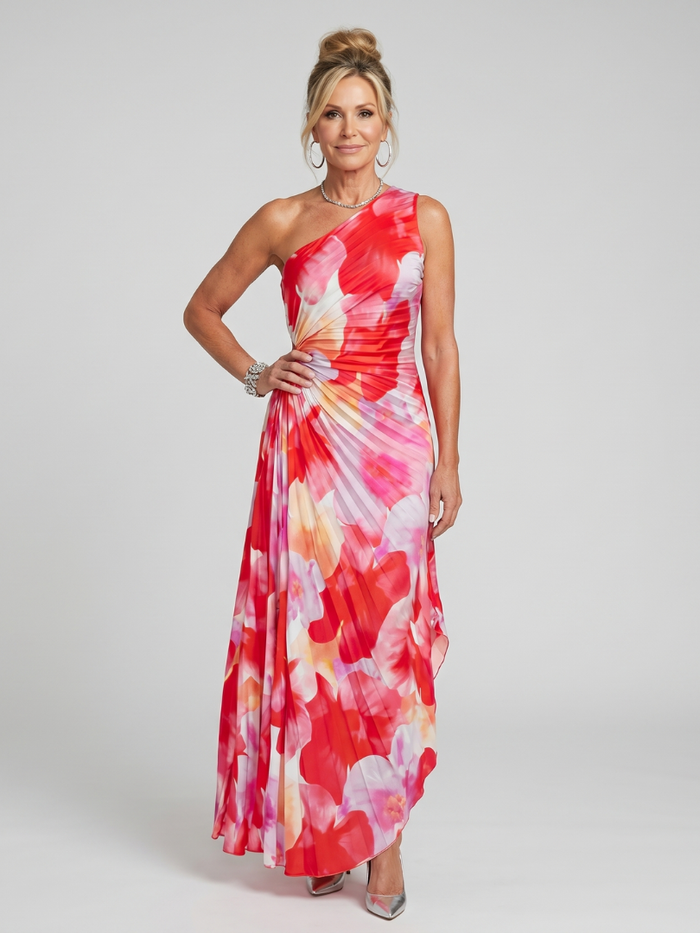 Taya – Women's One Shoulder Midi Dress | Huna