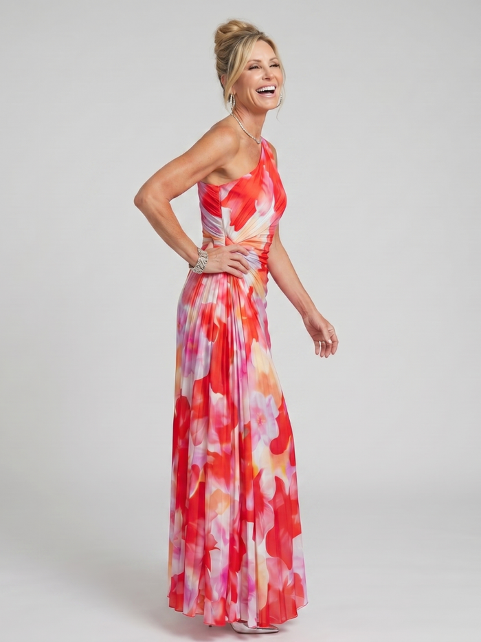 Taya – Women's One Shoulder Midi Dress | Huna