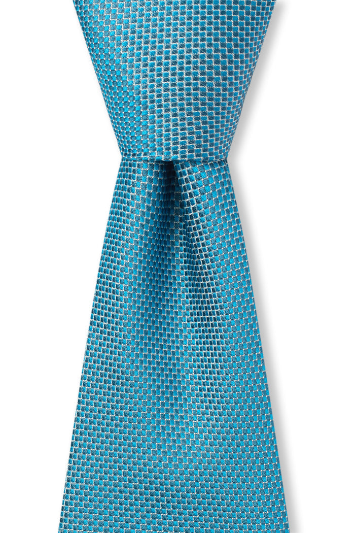 Teal Micro Pattern Woven Silk Tie