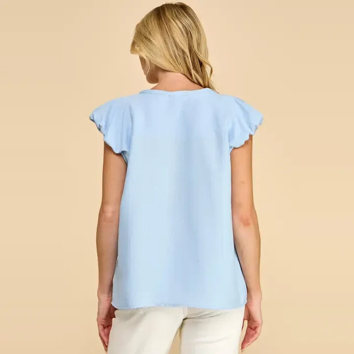 Textured Flutter Sleeve Top with An Easy Flowy Fit