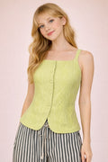 Textured Lace Button Down Tank