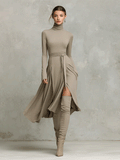 The Arabella – Women's Knit Blend Long Sleeve Midi Dress | Huna