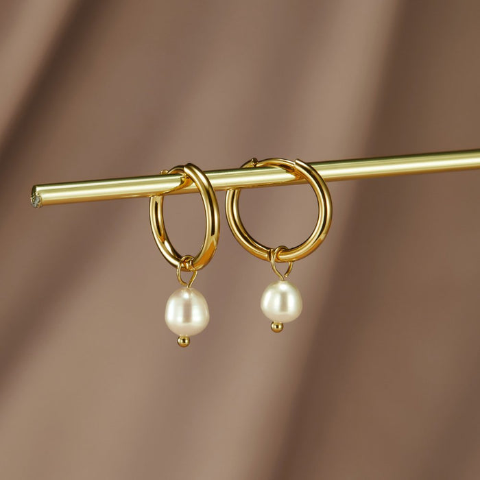 The Bella – Women's Freshwater Pearl Hoop Earrings | Huna Signatures