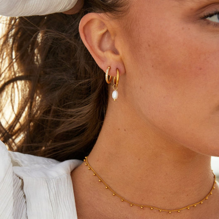 The Bella – Women's Freshwater Pearl Hoop Earrings | Huna Signatures