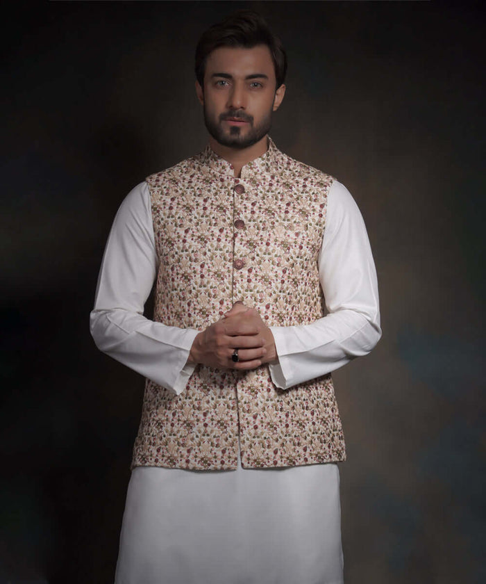 The Charmer - Ivory form fitted raw silk waistcoat