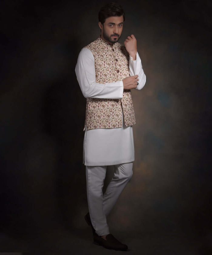 The Charmer - Ivory form fitted raw silk waistcoat