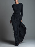 The Noelle – Women's Jersey Knit Long Sleeve Maxi Dress | Huna