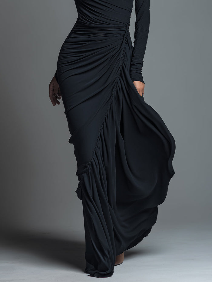 The Noelle – Women's Jersey Knit Long Sleeve Maxi Dress | Huna