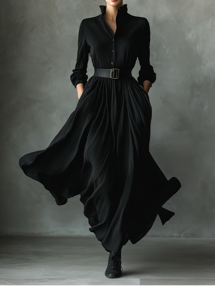 The Ottilie – Women's Textured Pleated Maxi Dress | Huna