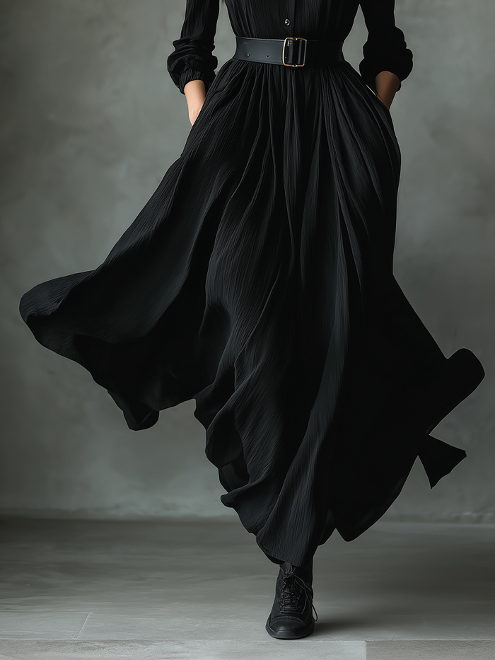 The Ottilie – Women's Textured Pleated Maxi Dress | Huna