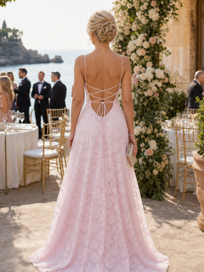 The Valenne – Women's Lace Wedding Guest Maxi Dress | Huna