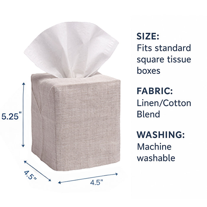 Tissue Box Cover - Natural Linen / Cotton, No Embroidery