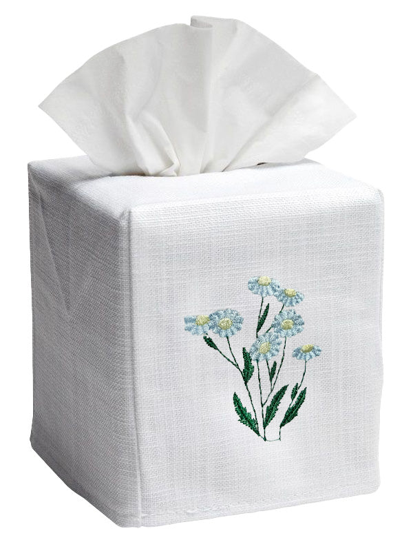 Tissue Box Cover, Embroidered Botanical