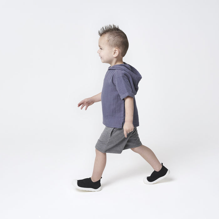 Infant & Toddler Boys Black Stretchy Knit Slip-On Sneaker