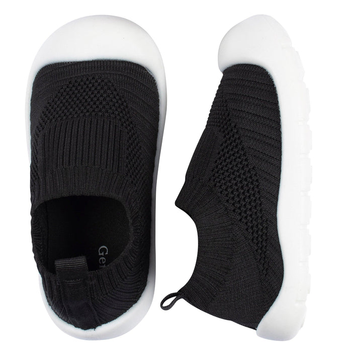 Infant & Toddler Boys Black Stretchy Knit Slip-On Sneaker