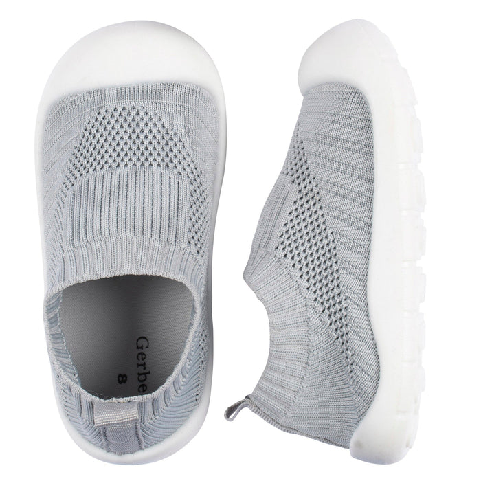 Infant & Toddler Boys Grey Stretchy Knit Slip-On Sneaker